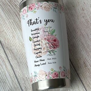 New Floral Insulated Biblical Inspiring Encouraging Tumbler with Quote